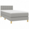 Boxspringbett mit Matratze & LED Hellgrau 90x200 cm Stoff