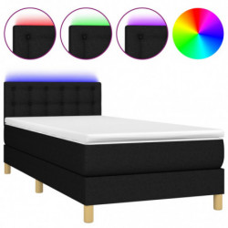 Boxspringbett mit Matratze & LED Schwarz 90x200 cm Stoff