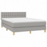 Boxspringbett mit Matratze & LED Hellgrau 140x190 cm Stoff