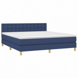 Boxspringbett mit Matratze & LED Blau 160x200 cm Stoff