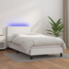 Boxspringbett mit Matratze & LED Weiß 90x200 cm Kunstleder