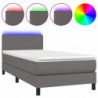 Boxspringbett mit Matratze & LED Grau 90x200 cm Kunstleder