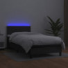 Boxspringbett mit Matratze & LED Schwarz 90x200 cm Kunstleder