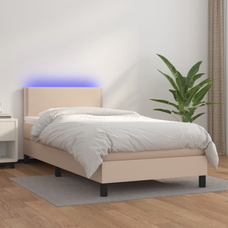 Boxspringbett mit Matratze & LED Cappuccino-Braun 90x200cm