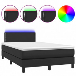 Boxspringbett mit Matratze & LED Schwarz 120x200 cm Kunstleder