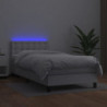 Boxspringbett mit Matratze & LED Weiß 90x200 cm Kunstleder