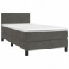 Boxspringbett mit Matratze & LED Dunkelgrau 90x200 cm Samt