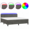 Boxspringbett mit Matratze & LED Dunkelgrau 160x200 cm Samt