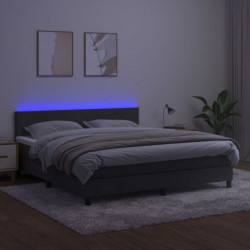 Boxspringbett mit Matratze & LED Dunkelgrau 160x200 cm Samt