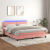 Boxspringbett mit Matratze & LED Rosa 180x200 cm Samt