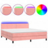 Boxspringbett mit Matratze & LED Rosa 180x200 cm Samt