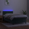 Boxspringbett mit Matratze & LED Dunkelgrün 90x200 cm Samt