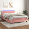 Boxspringbett mit Matratze & LED Rosa 140x200 cm Samt