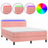 Boxspringbett mit Matratze & LED Rosa 140x200 cm Samt