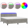 Boxspringbett mit Matratze & LED Hellgrau 160x200 cm Samt