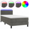 Boxspringbett mit Matratze & LED Dunkelgrau 90x200 cm Samt