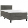 Boxspringbett mit Matratze & LED Dunkelgrau 90x200 cm Samt