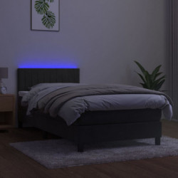 Boxspringbett mit Matratze & LED Dunkelgrau 90x200 cm Samt