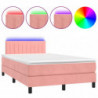 Boxspringbett mit Matratze & LED Rosa 120x200 cm Samt