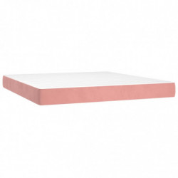 Boxspringbett mit Matratze & LED Rosa 160x200 cm Samt