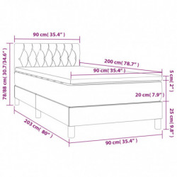 Boxspringbett mit Matratze & LED Hellgrau 90x200 cm Samt