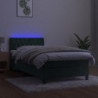 Boxspringbett mit Matratze & LED Dunkelgrün 90x200 cm Samt