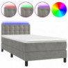 Boxspringbett mit Matratze & LED Hellgrau 90x200 cm Samt