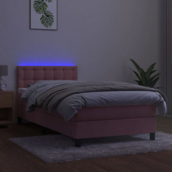 Boxspringbett mit Matratze & LED Rosa 100x200 cm Samt