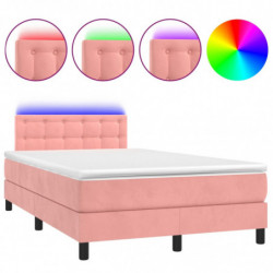 Boxspringbett mit Matratze & LED Rosa 120x200 cm Samt