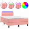 Boxspringbett mit Matratze & LED Rosa 120x200 cm Samt