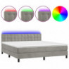 Boxspringbett mit Matratze & LED Hellgrau 160x200 cm Samt