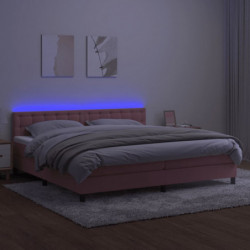 Boxspringbett mit Matratze & LED Rosa 200x200 cm Samt