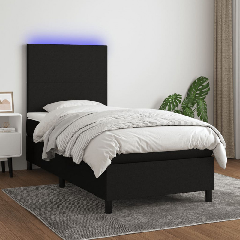 Boxspringbett mit Matratze & LED Schwarz 80x200 cm Stoff