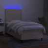 Boxspringbett mit Matratze & LED Creme 90x190 cm Stoff