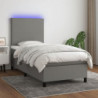 Boxspringbett mit Matratze & LED Dunkelgrau 90x200 cm Stoff