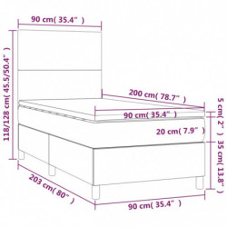 Boxspringbett mit Matratze & LED Creme 90x200 cm Stoff