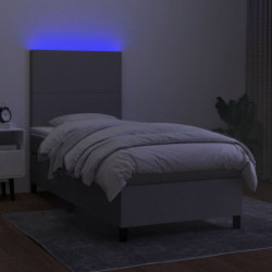 Boxspringbett mit Matratze & LED Hellgrau 100x200 cm Stoff