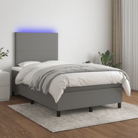 Boxspringbett mit Matratze & LED Dunkelgrau 120x200 cm Stoff