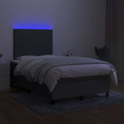 Boxspringbett mit Matratze & LED Dunkelgrau 120x200 cm Stoff