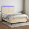 Boxspringbett mit Matratze & LED Creme 140x190 cm Stoff