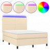 Boxspringbett mit Matratze & LED Creme 140x190 cm Stoff