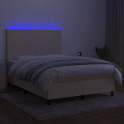 Boxspringbett mit Matratze & LED Creme 140x190 cm Stoff