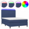 Boxspringbett mit Matratze & LED Blau 140x190 cm Stoff