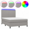 Boxspringbett mit Matratze & LED Hellgrau 140x200 cm Stoff