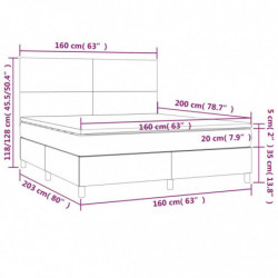 Boxspringbett mit Matratze & LED Dunkelgrau 160x200 cm Stoff