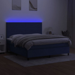 Boxspringbett mit Matratze & LED Blau 160x200 cm Stoff