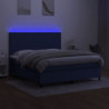 Boxspringbett mit Matratze & LED Blau 160x200 cm Stoff