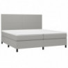 Boxspringbett mit Matratze & LED Hellgrau 200x200 cm Stoff