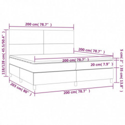 Boxspringbett mit Matratze & LED Hellgrau 200x200 cm Stoff