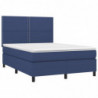 Boxspringbett mit Matratze & LED Blau 140x200 cm Stoff